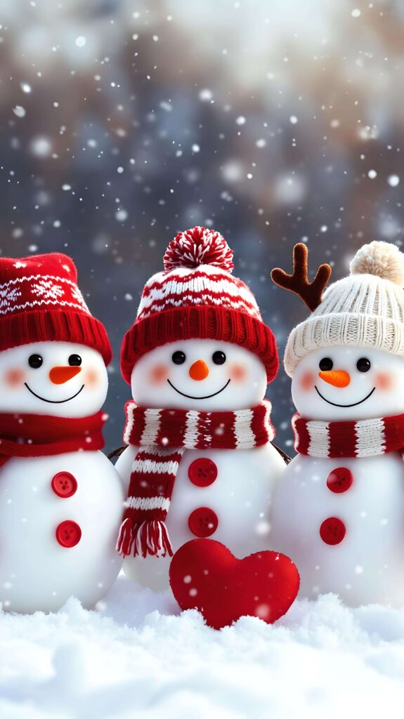 Snowy Trio of Holiday Joy Wallpaper