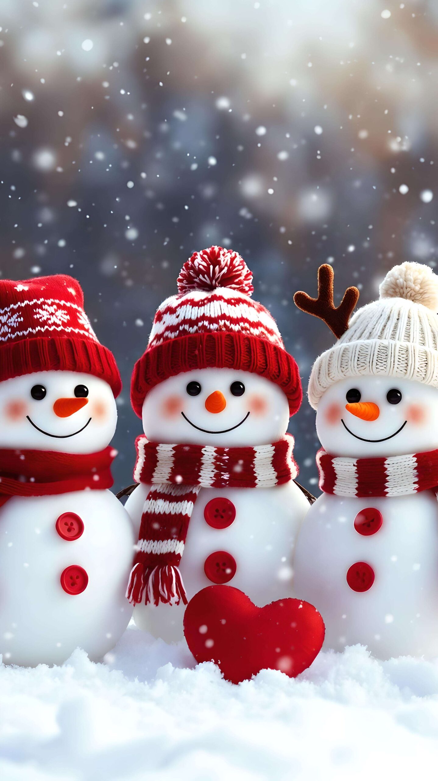 Snowy Trio of Holiday Joy Wallpaper