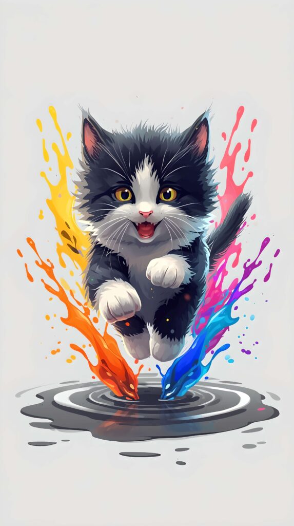 Splash of Color Kitten Wallpaper