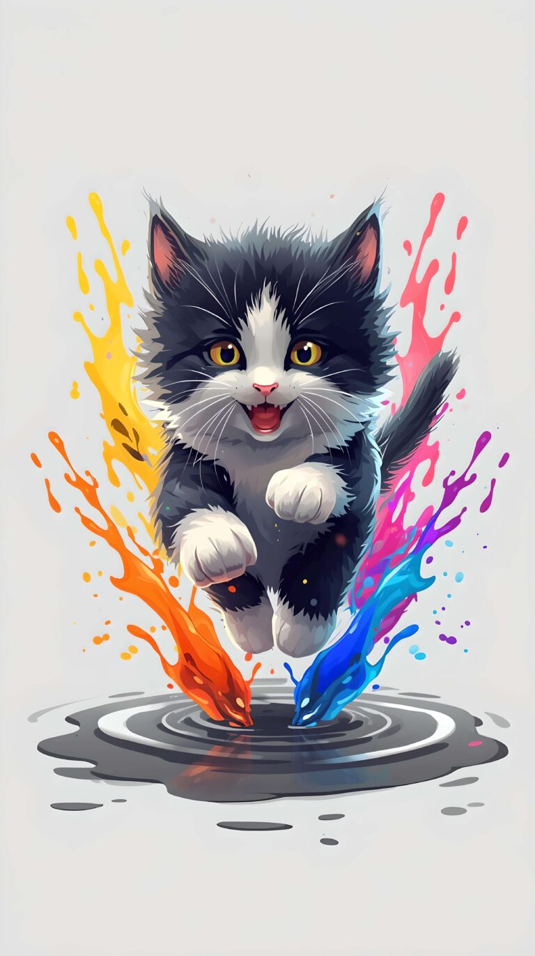 Splash of Color Kitten Wallpaper