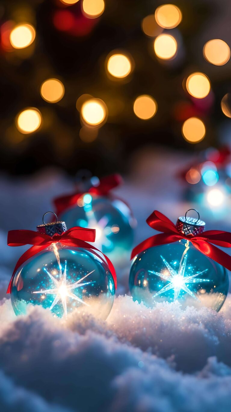 Starlit Ornaments in Snow light 2 Wallpaper