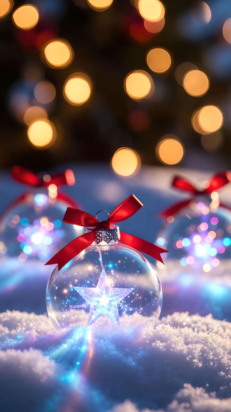 Starlit Ornaments in Snow light Wallpaper