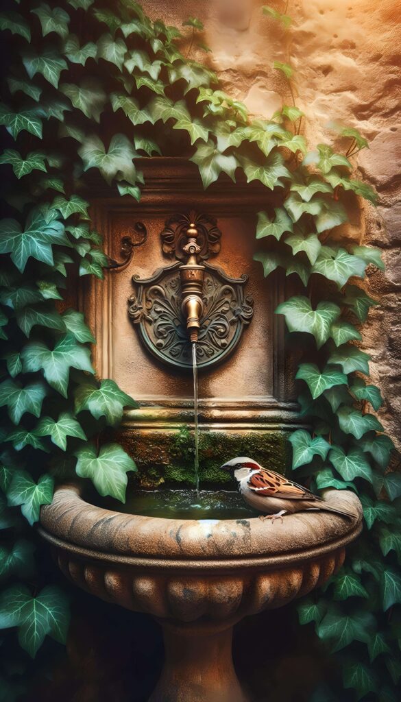 Sunlit Fountain of Stillness Wallpaper