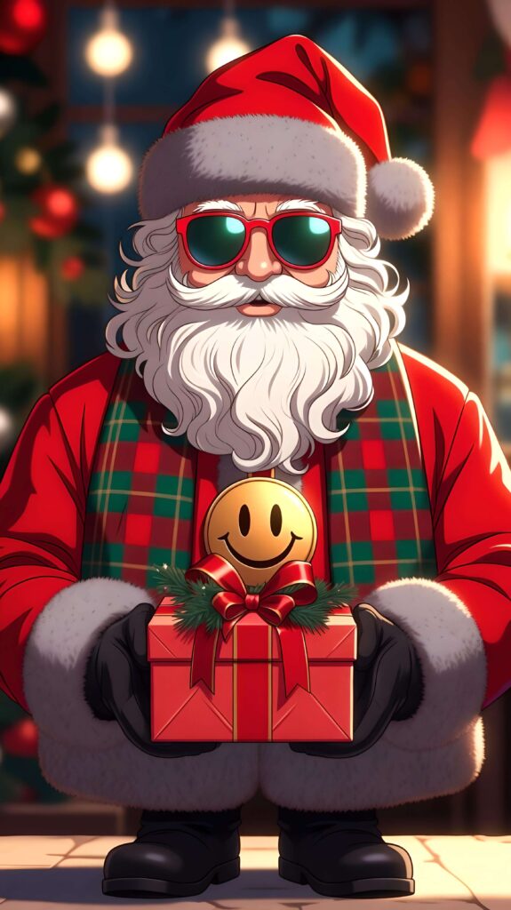 Swag Santa with a Holiday Gift 2 Wallpaper