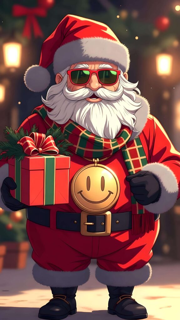 Swag Santa with a Holiday Gift Wallpaper