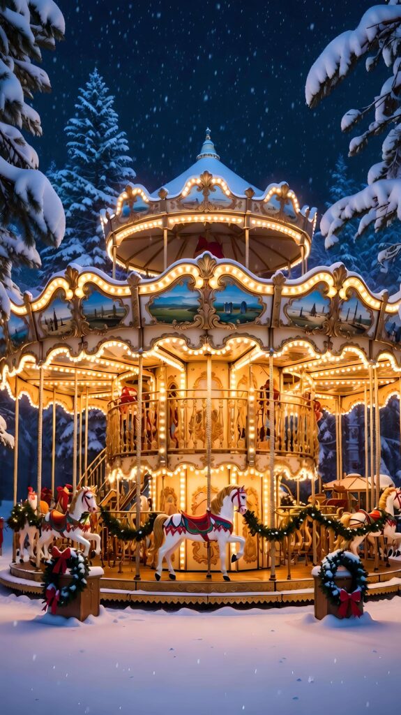 Twilight Carousel in Winter Glow 2 Wallpaper