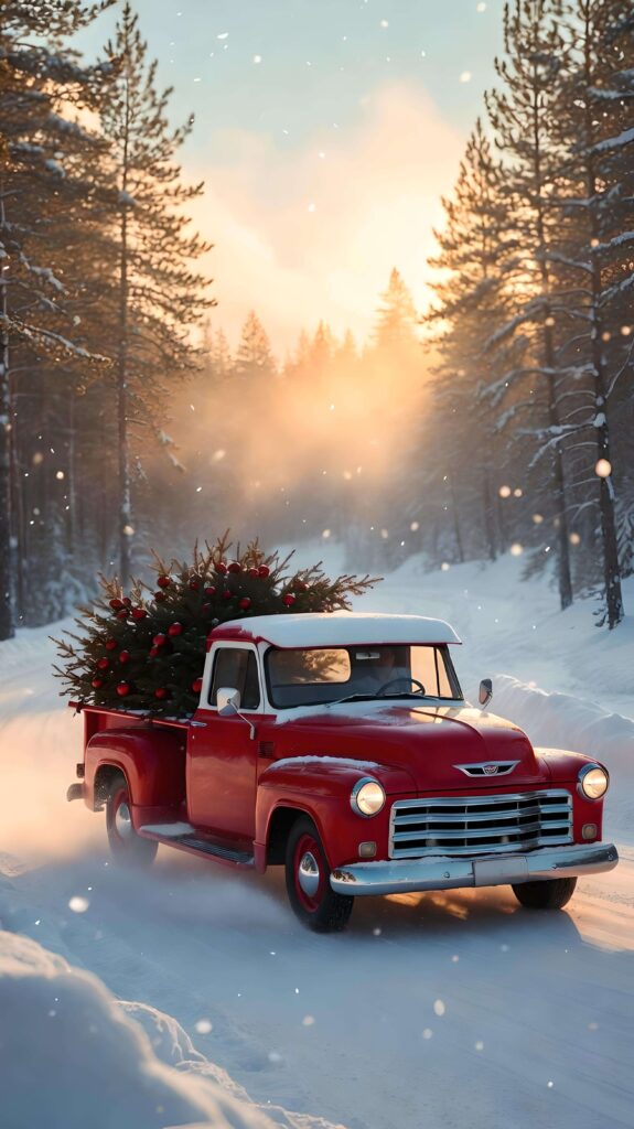 Twilight Ride with the Christmas Tree Wallpaper