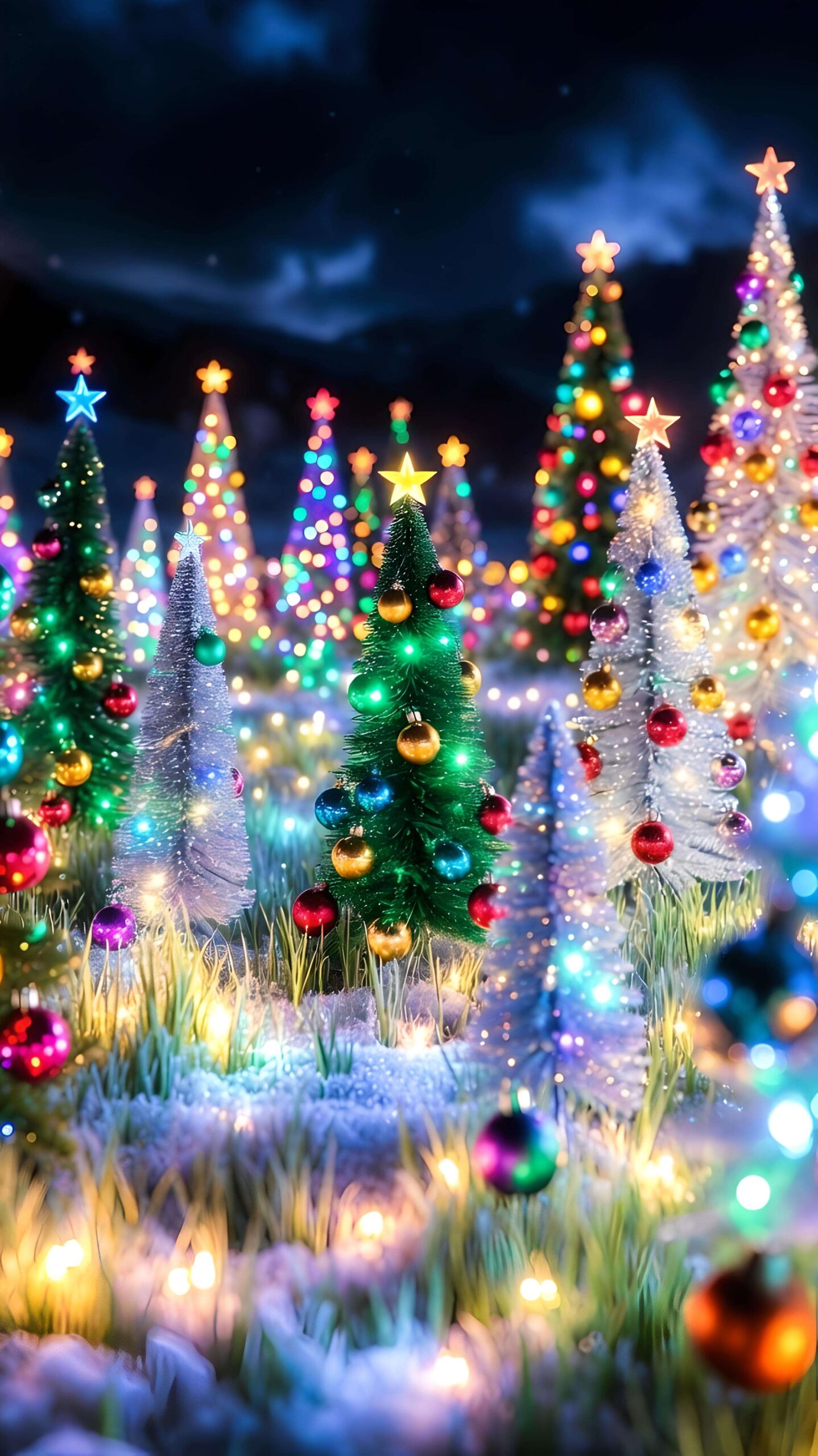 Twinkling Grove of Holiday Cheer Wallpaper
