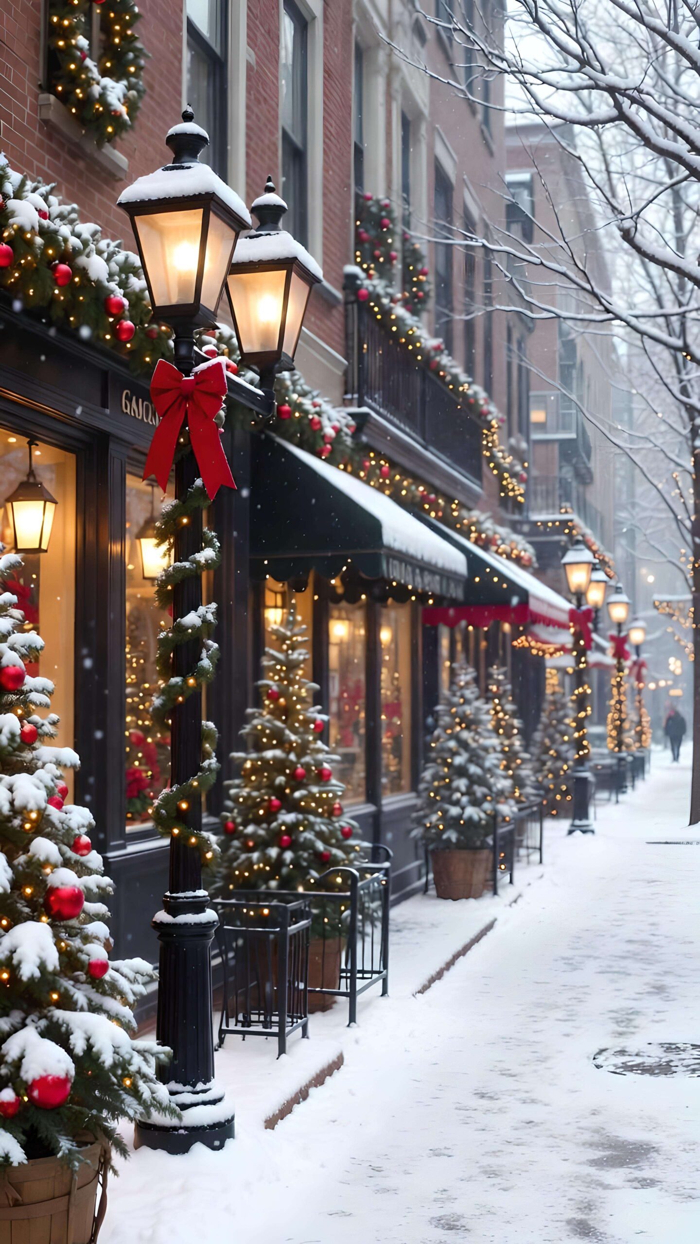 Twinkling Wreaths Wallpaper