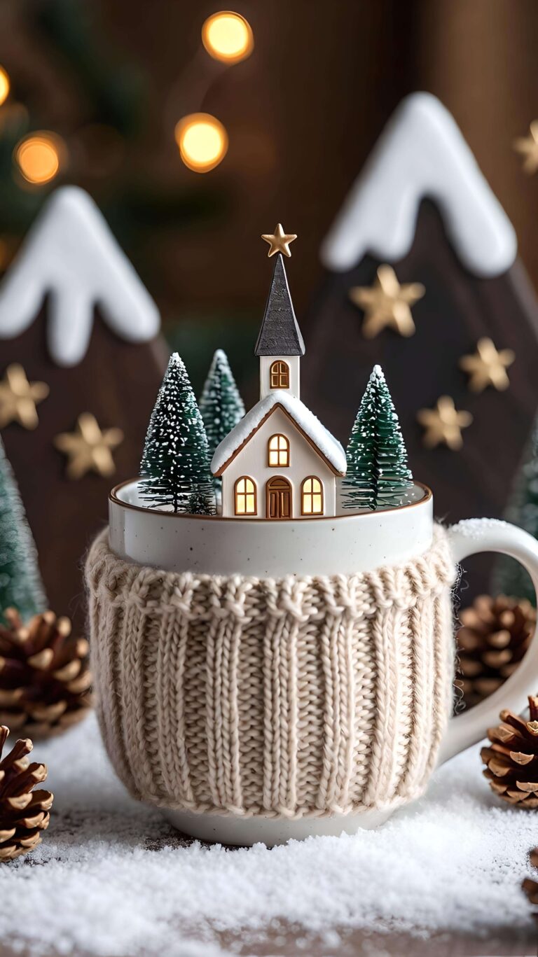 Warm Village in a Winter Mug 2 Wallpaper