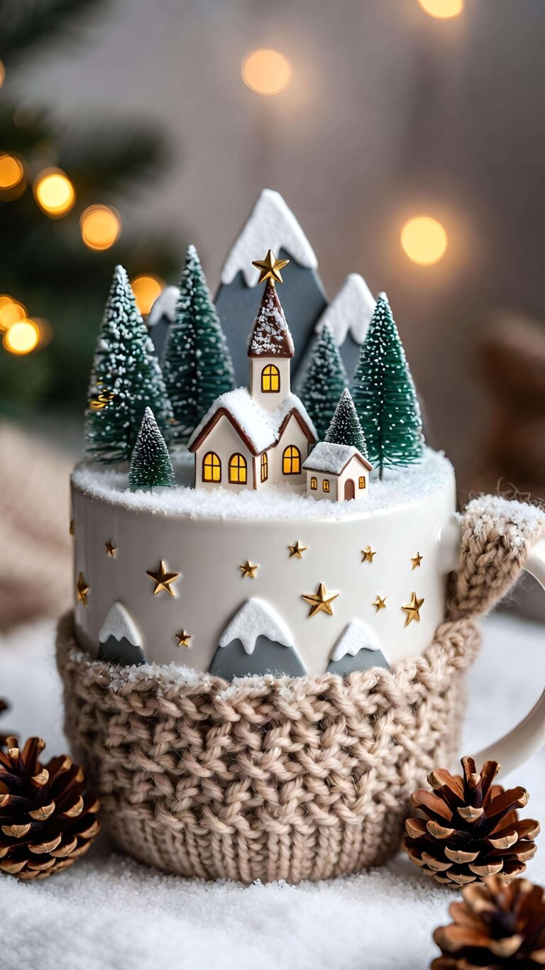 Warm Village in a Winter Mug Wallpaper