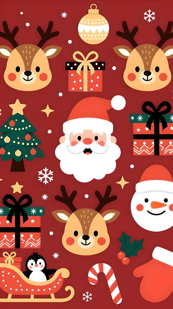 Whimsical Christmas Faces 2 Wallpaper
