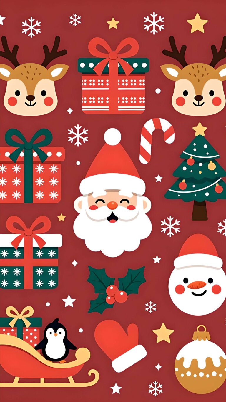 Whimsical Christmas Faces Wallpaper