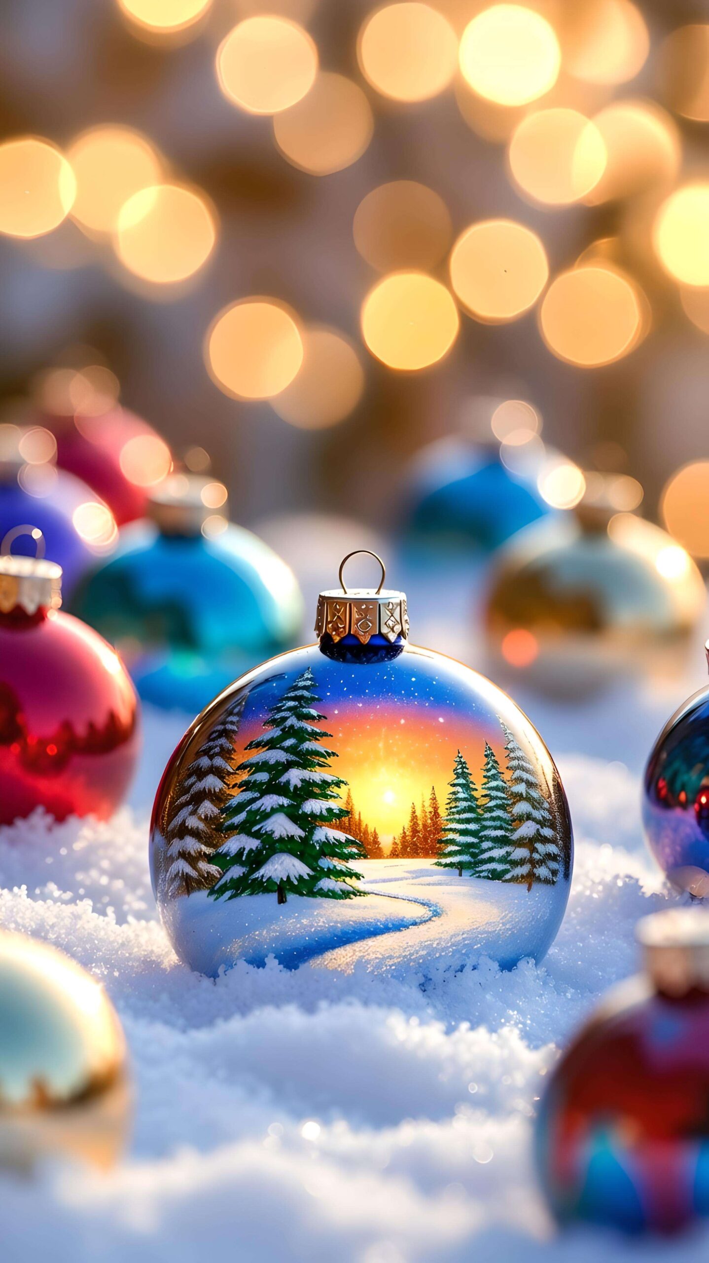 Winter Reflections in Ornament Glow 2 Wallpaper