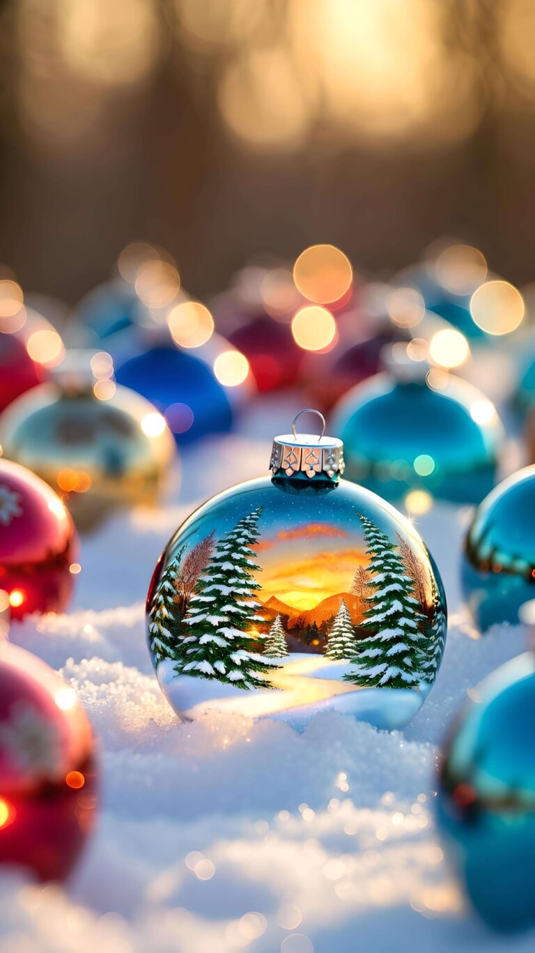 Winter Reflections in Ornament Glow Wallpaper