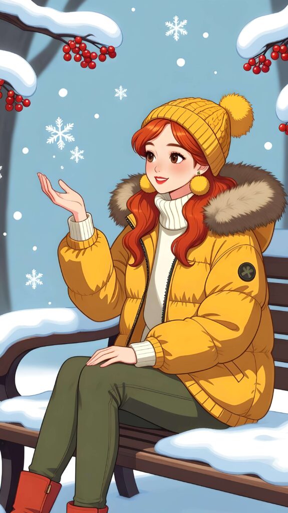 Winter Whimsy in Yellow and Red Wallpaper